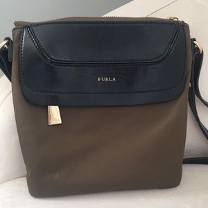 Furla Crossbody Olive Green & Black w/ Gold Zipper